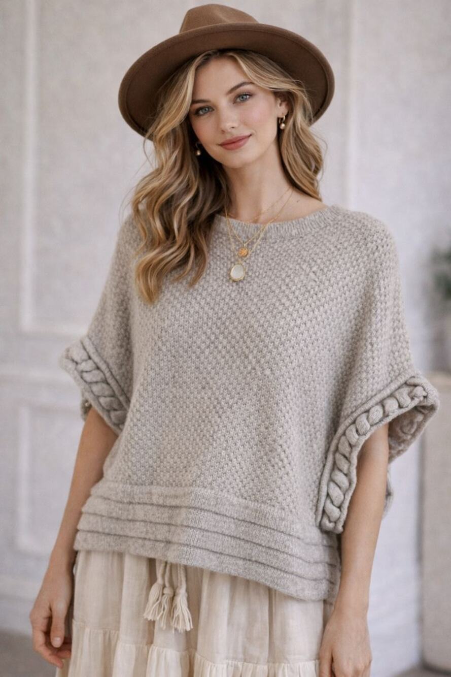 Anthropologie Gray Mohair Blend Knit Sweater Boho Artisan Chunky Pullover Large